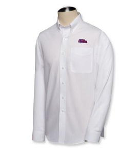 Ole Miss Rebels B&T LS Epic Easy Care Fine Twill Shirt - White